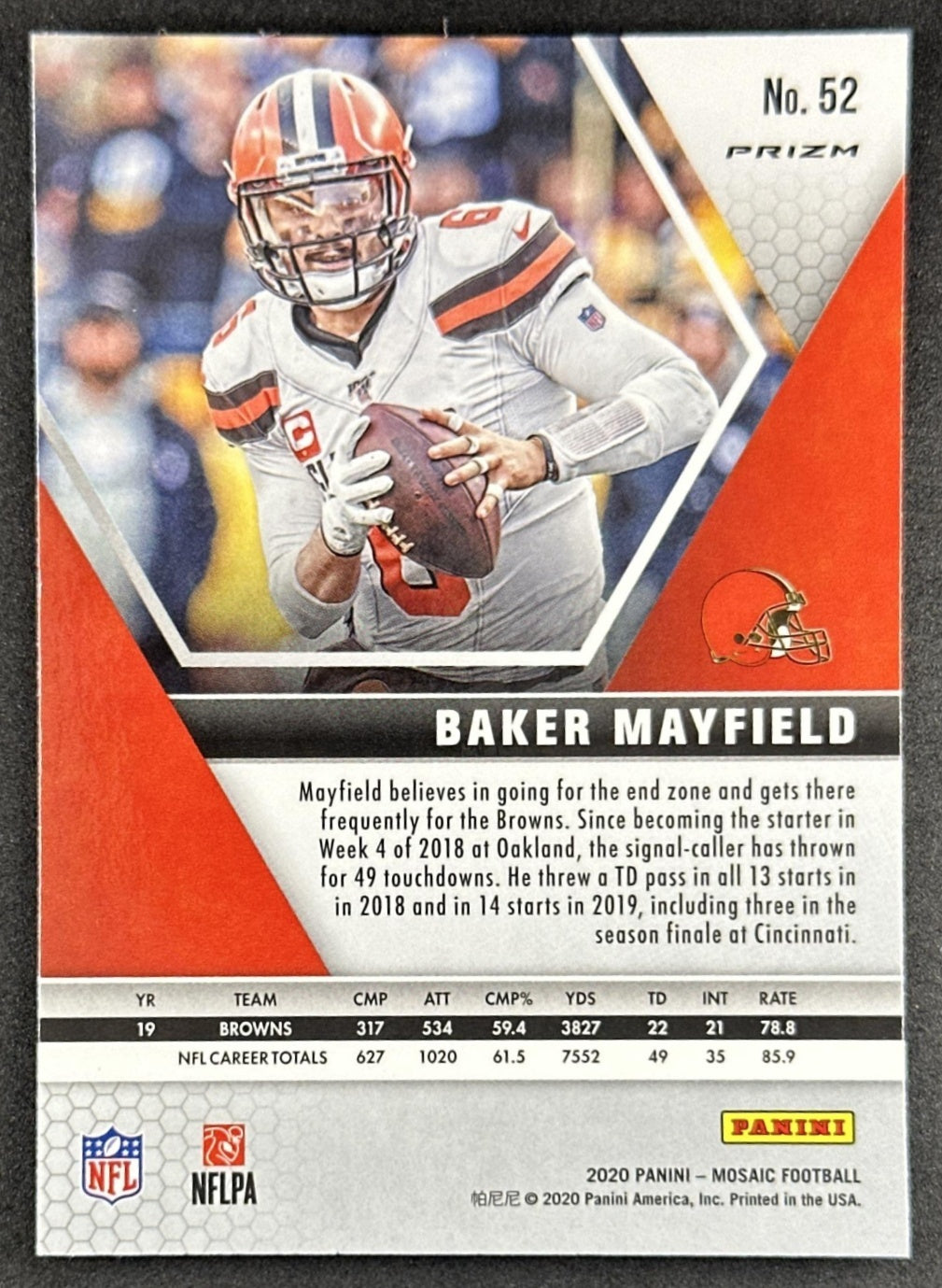 Baker Mayfield 2020 Panini Mosaic Prizm Camo Pink Browns Sports Trading Card