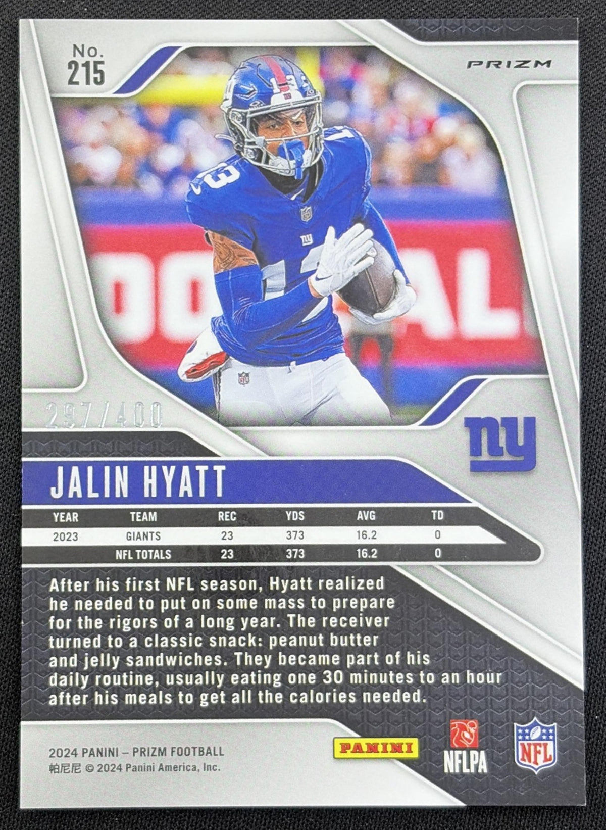 Jalin Hyatt 2024 Panini Prizm Pandora /400 Giants