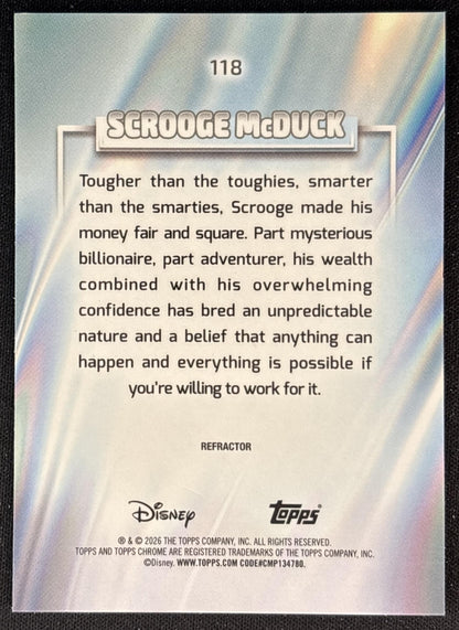 Scrooge McDuck 2026 Topps Chrome Disney Refractor Ducktales Back