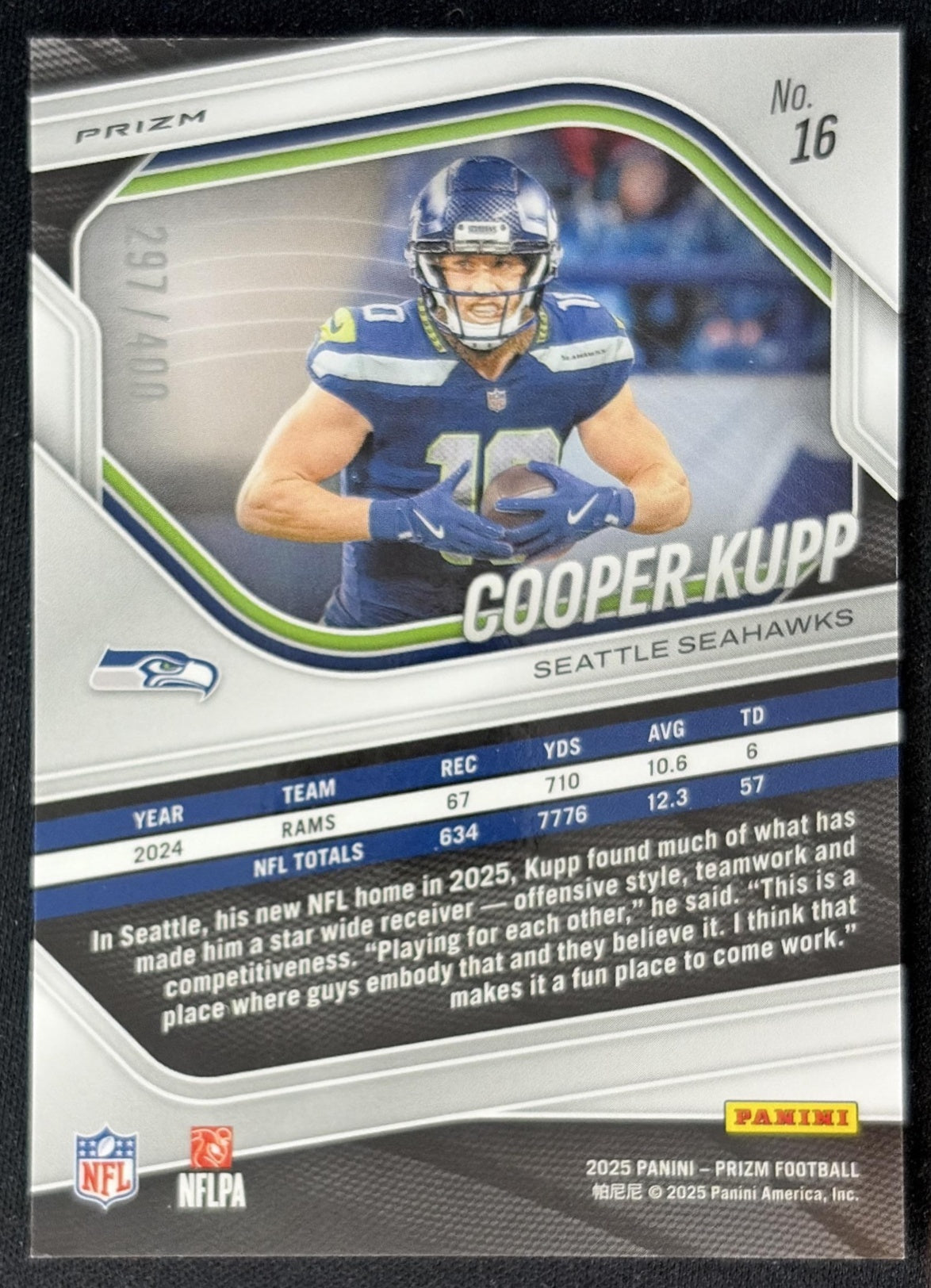 Cooper Kupp 2025 Panini Prizm Pandora /400 Seahawks Sports Trading Cards