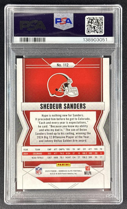 Shedeur Sanders 2025 Panini Donruss Elite Rookie Pink FOTL /13 PSA 7 Browns Sports Trading Cards