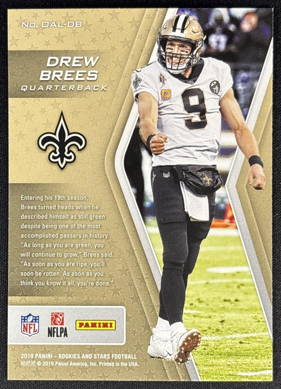 Drew Brees 2019 Panini Rookies & Stars On Another Level Saints back