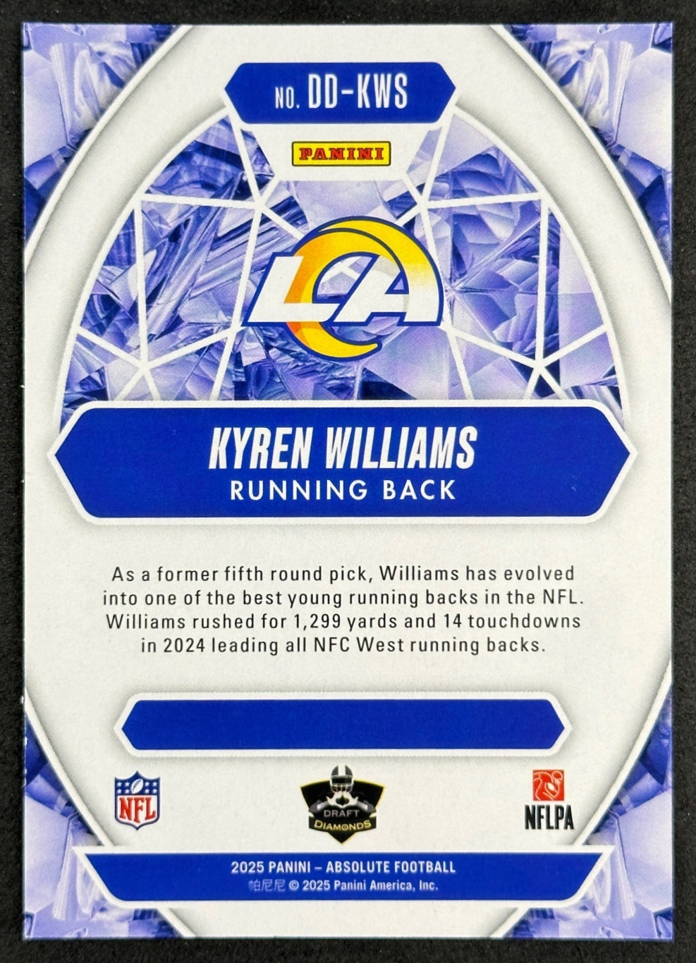 Kyren Williams 2025 Absolute Draft Diamonds Rams Sports Trading Card