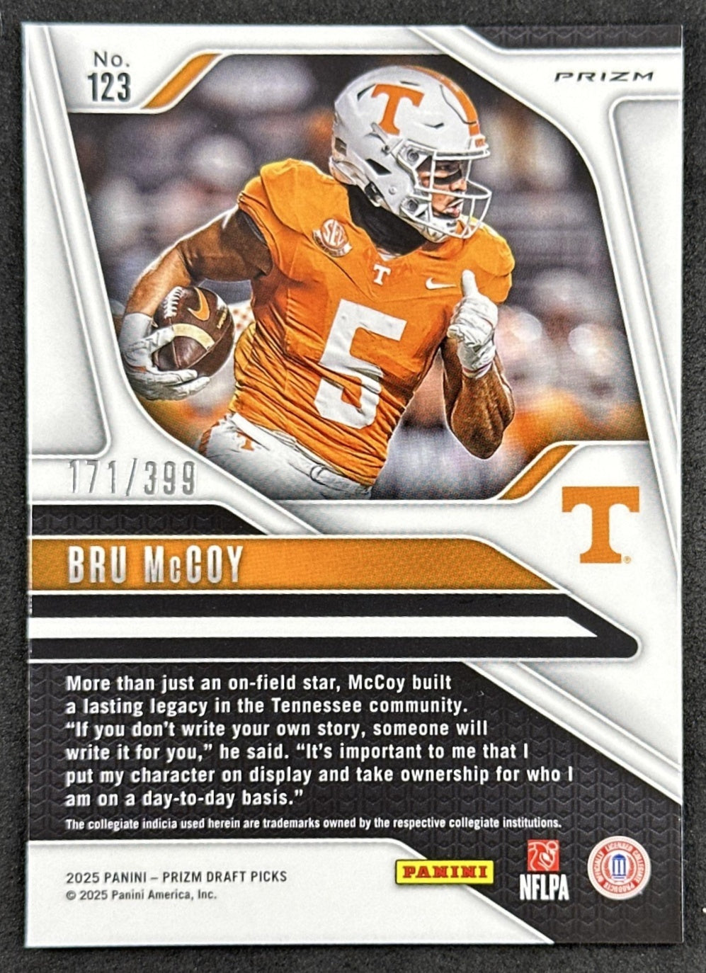 Bru McCoy 2025 Panini Prizm Draft Picks Red /399 Volunteers back