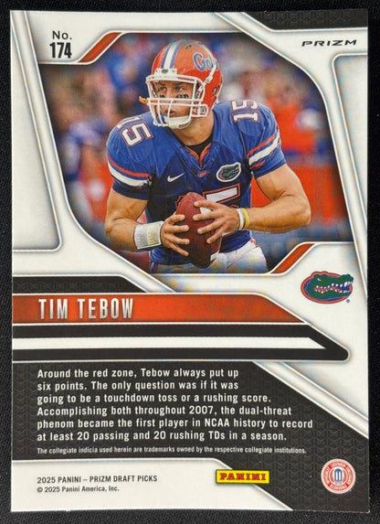 Tim Tebow 2025 Prizm Draft Picks Red Ice Gators Sports Trading Card