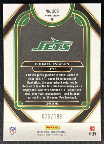 Boomer Esiason 2024 Panini Select Club White Prizm Shock /199 Jets Sports Trading Cards