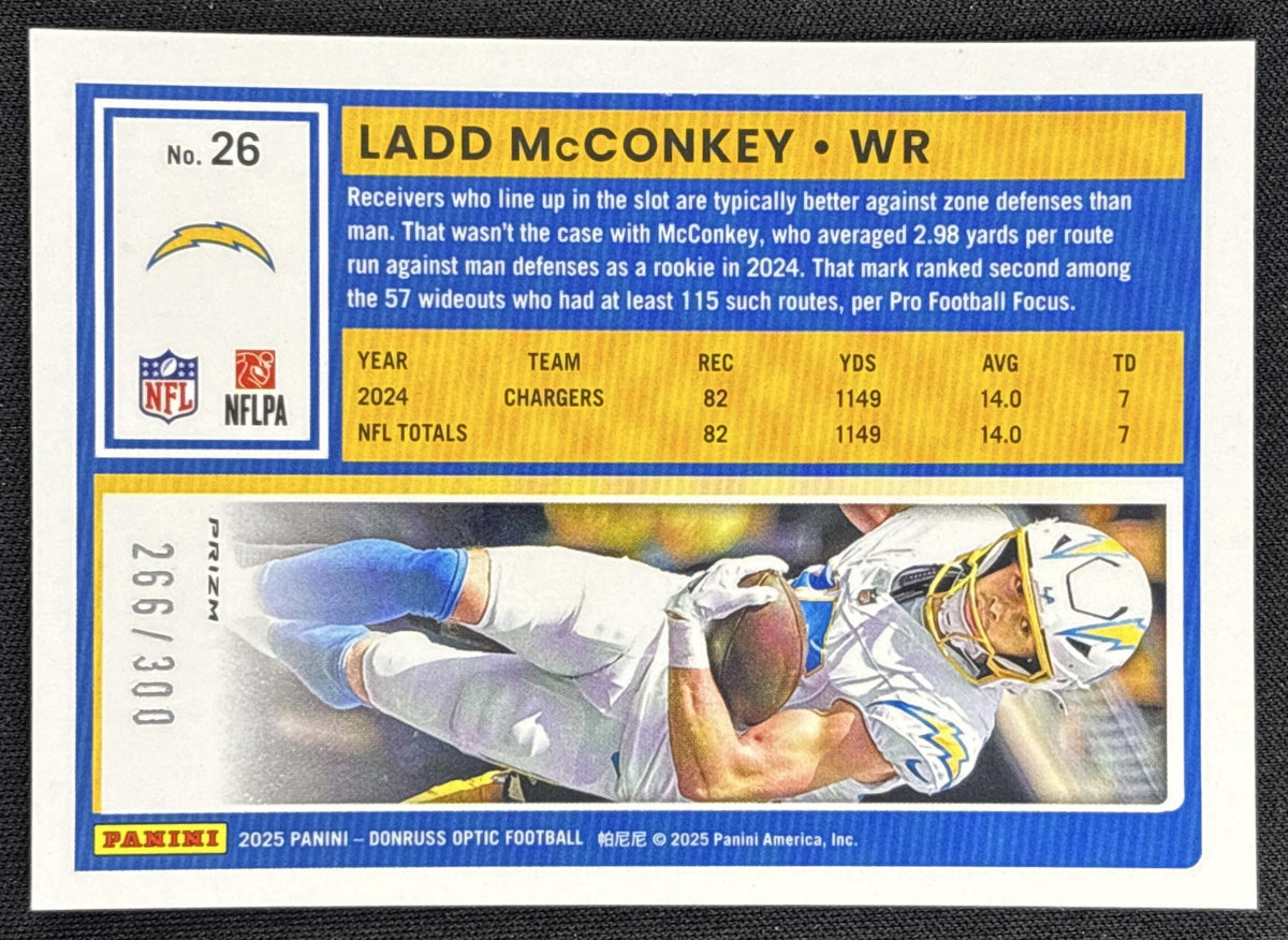 Ladd McConkey 2025 Panini Donruss Optic Wave Prizm /300 Chargers