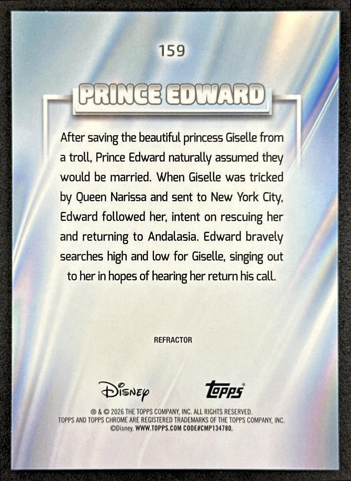 Prince Edward 2026 Topps Chrome Disney Refractor Enchanted Back
