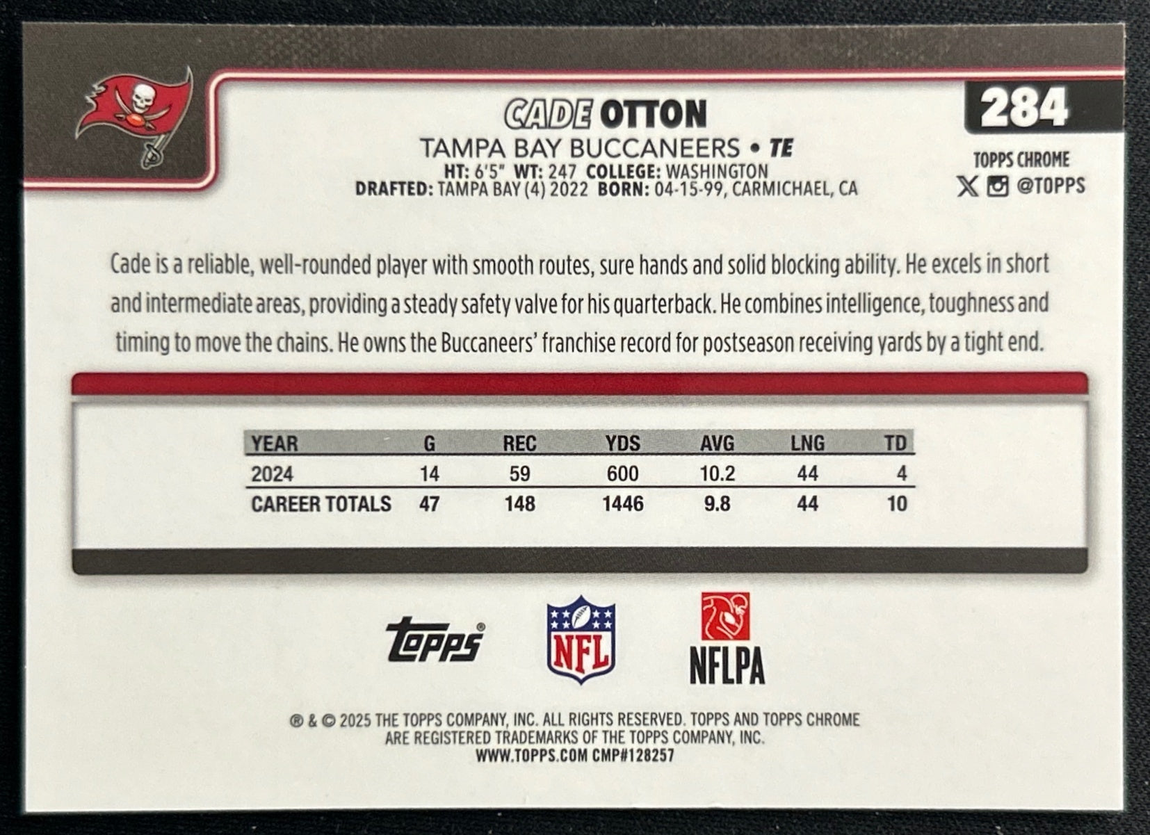 Cade Otton 2025 Topps Chrome Buccaneers Sports Trading Cards