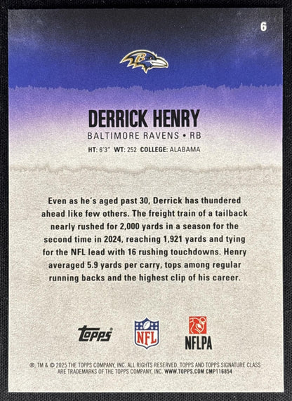 Derrick Henry 2025 Topps Signature Class Veteran Blue & Yellow Foil Ravens Sports Trading Cards