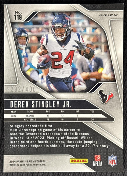 Derek Stingley Jr. 2024 Panini Prizm Pandora /400 Texans Sports Trading Card