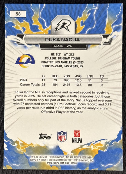 Puka Nacua 2025 Topps Resurgence Rams Los Angeles Rams back