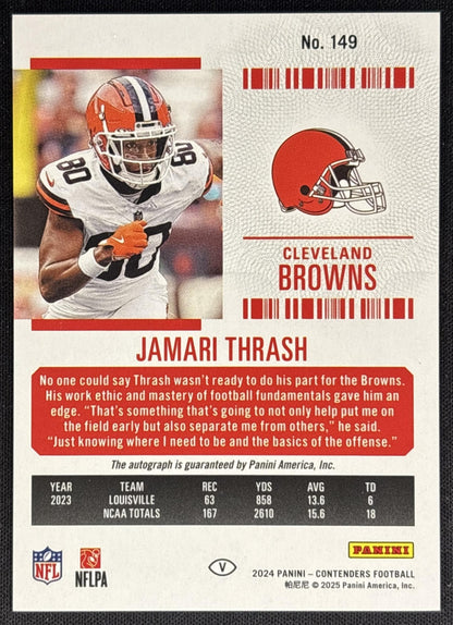 Jamari Thrash 2024 Panini Contenders Rookie Ticket Auto Cracked Ice /25 Browns Sports Trading Card