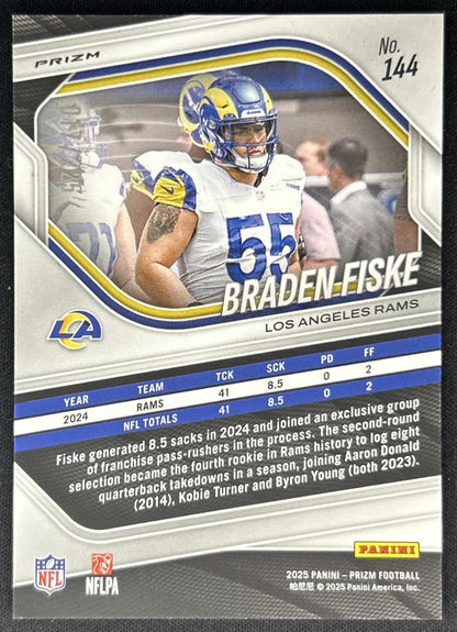 Braden Fiske 2025 Panini Prizm Purple Ice /225 Rams back