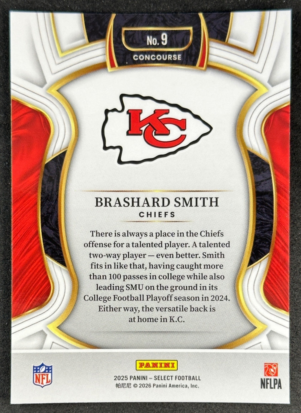 Brashard Smith 2025 Select Concourse Chiefs Sports Trading Cards