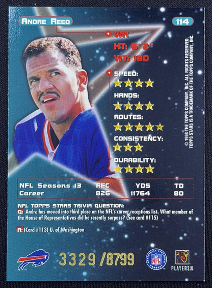 Andre Reed 1998 Topps Stars /8799 Bills back