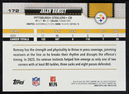 Jalen Ramsey 2026 Topps Football Leather Foil Steelers back