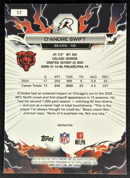 D'Andre Swift 2025 Topps Resurgence Refractor Bears back