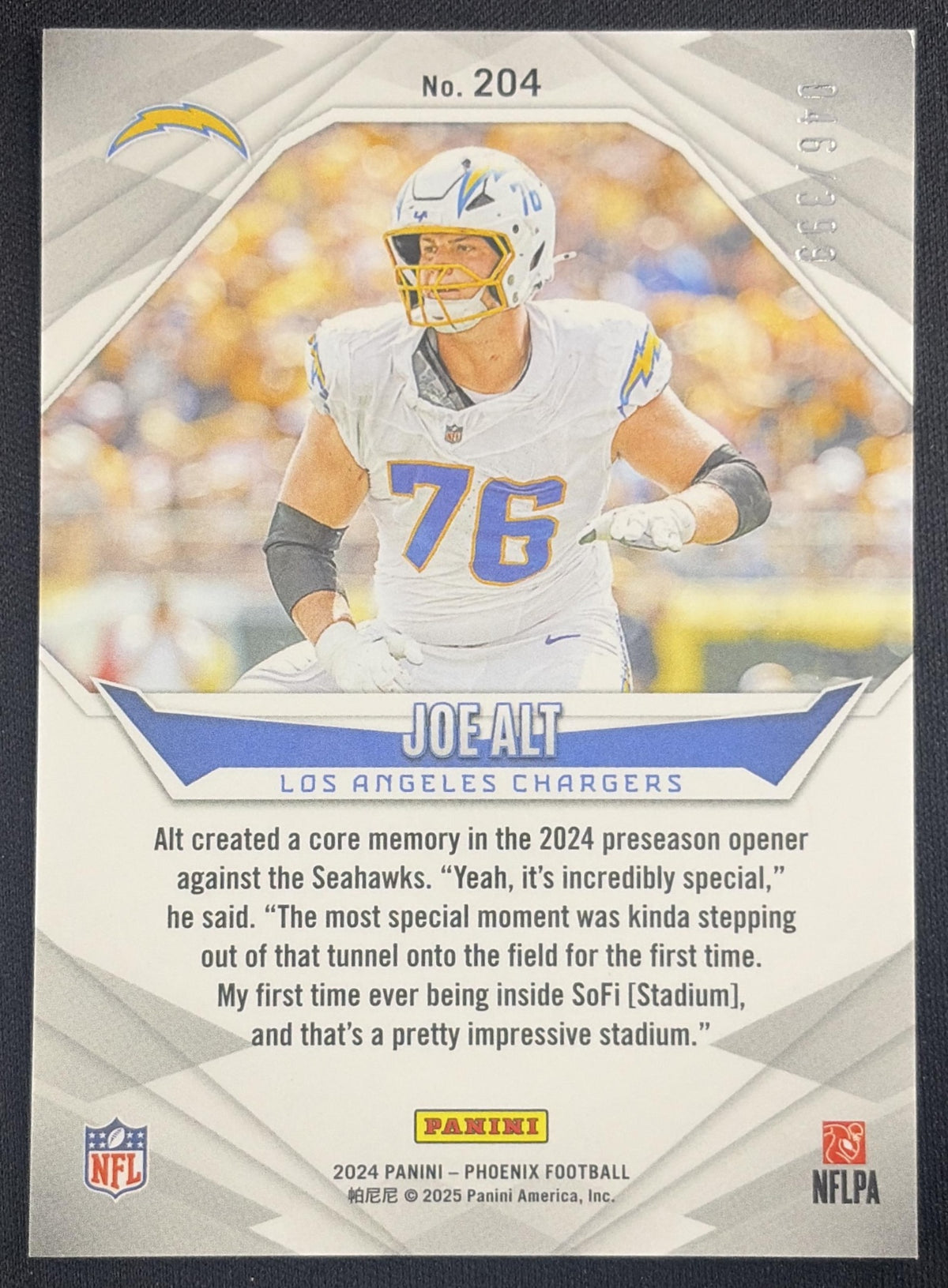 Joe Alt 2024 Panini Phoenix /399 Chargers