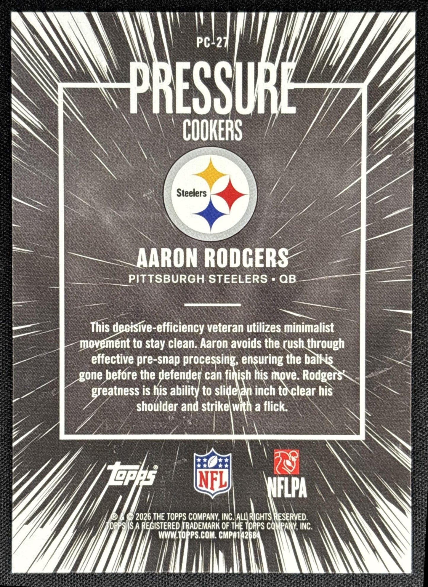 Aaron Rodgers 2026 Topps Pressure Cookers Steelers