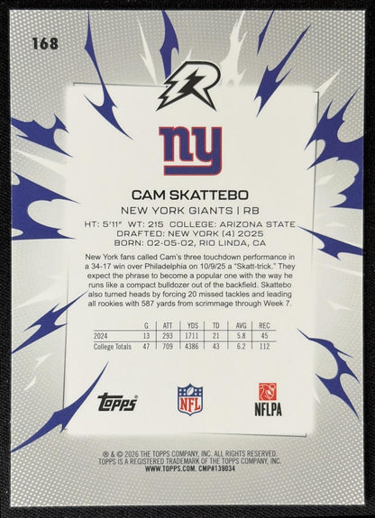 Cam Skattebo 2025 Topps Resurgence Giants