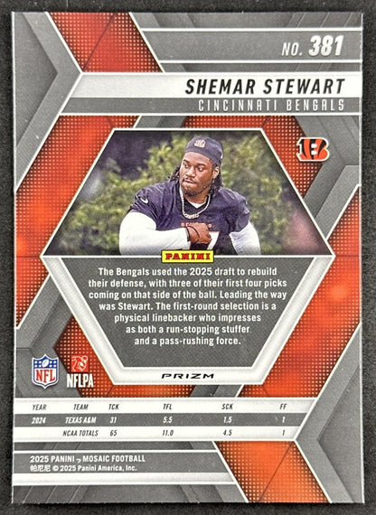Shemar Stewart 2025 Panini Mosaic Reactive Purple Rookie Bengals