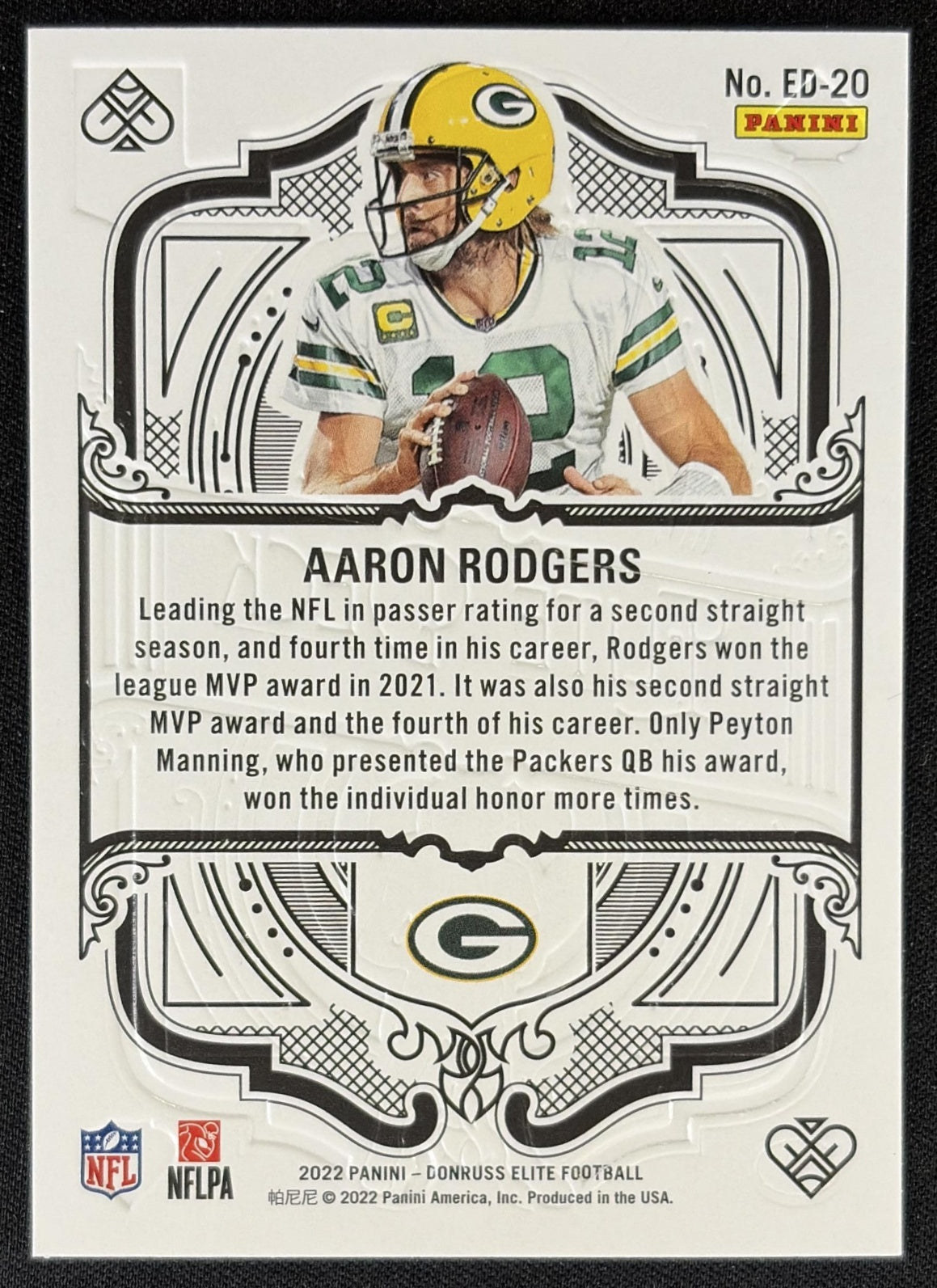 Aaron Rodgers 2022 Panini Donruss Elite Deck Packers