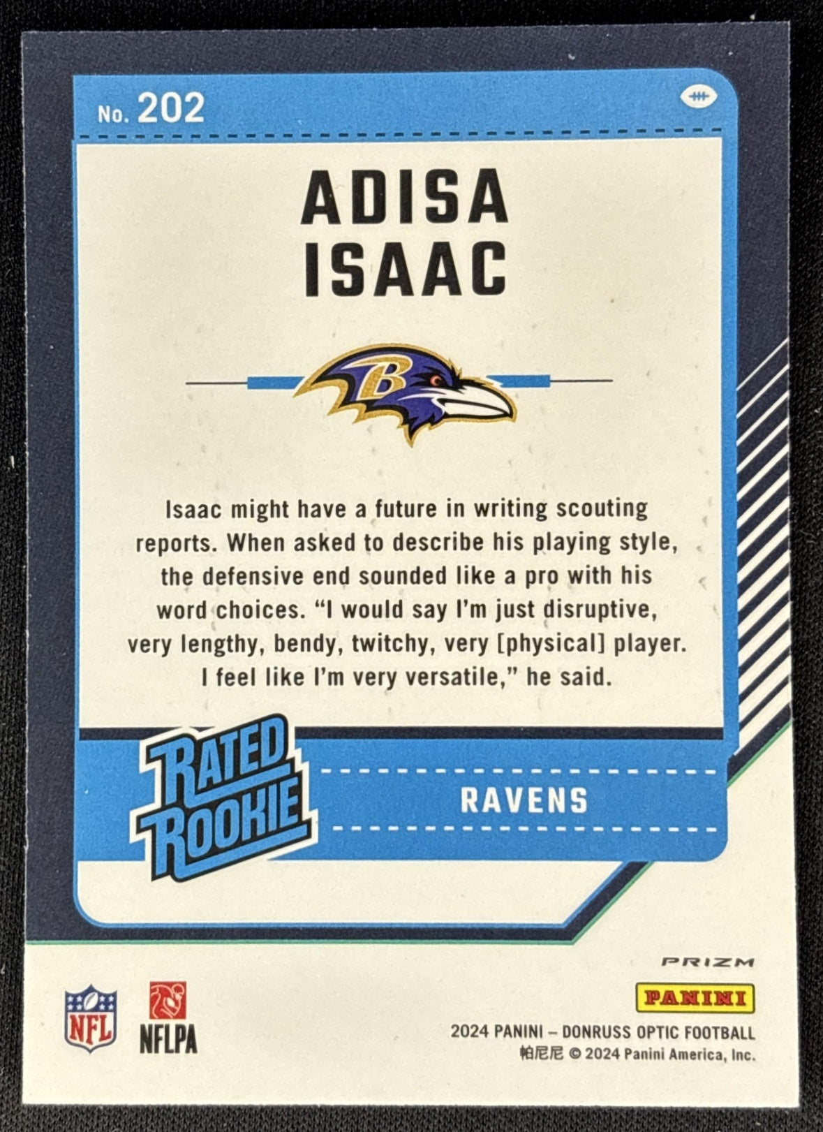 Adisa Isaac 2024 Panini Donruss Optic Pink Ravens
