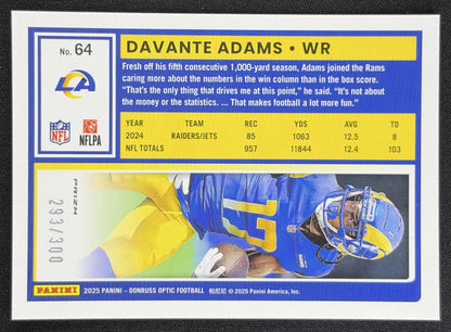 Davante Adams 2025 Panini Donruss Optic Wave Prizm /300 Rams back