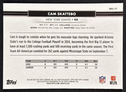 Cam Skattebo 2026 Topps NSCC Collection NFL Giants Sports Trading Cards