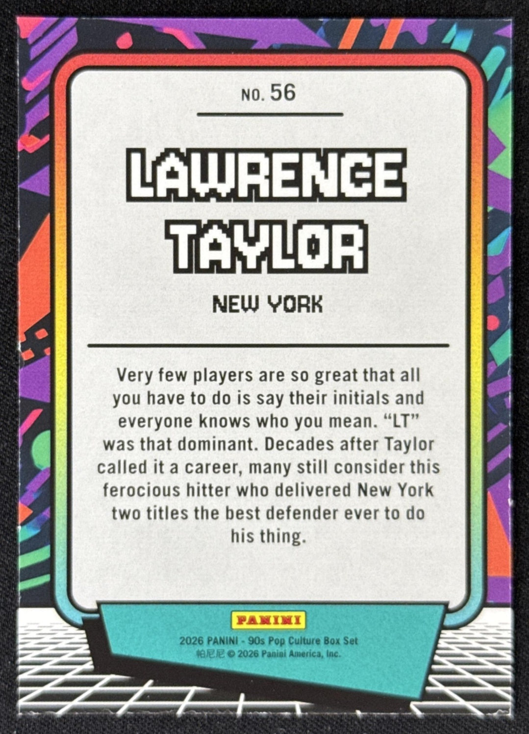 Lawrence Taylor 2026 Panini 90s Pop Culture Sports Trading Card