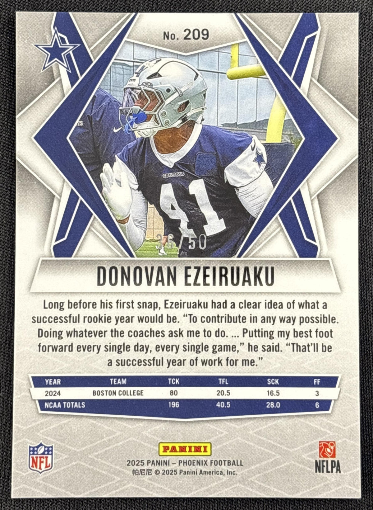 Donovan Ezeiruaku 2025 Panini Phoenix Bronze Hyper Prizm /50 Cowboys