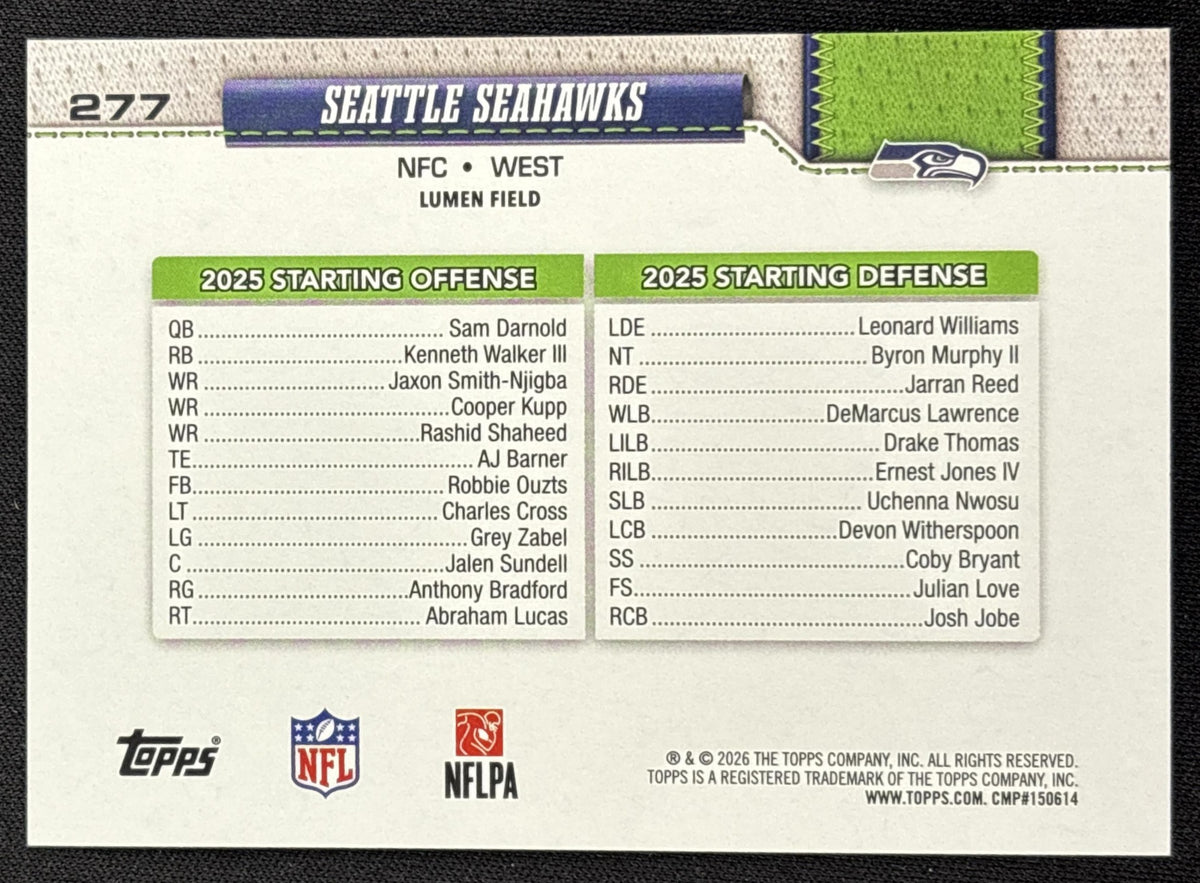 Seattle Seahawks 2026 Topps Football Leather Foil