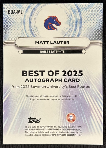 Matt Lauter 2025 Bowman Best University The Best of Auto Broncos