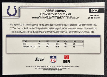 Josh Downs 2025 Topps Chrome Colts Sports Trading Cards