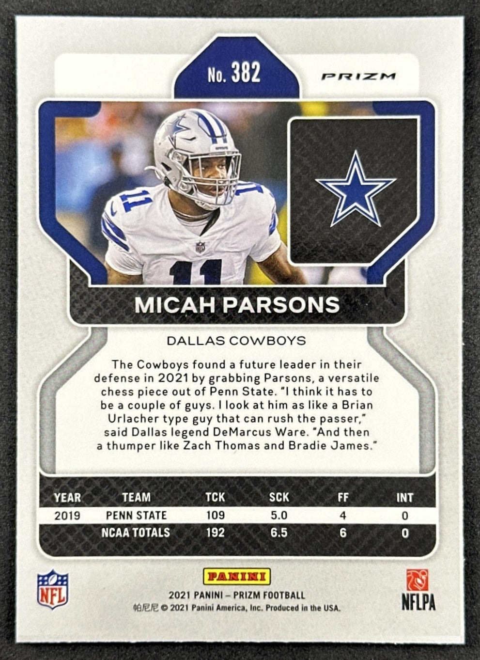 Micah Parsons 2021 Panini Prizm Neon Green Pulsar Rookie Cowboys Packers Sports Trading Cards