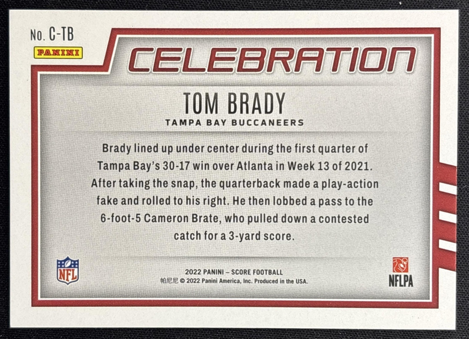 Tom Brady 2022 Panini Score Celebration Buccaneers Sports Trading Cards