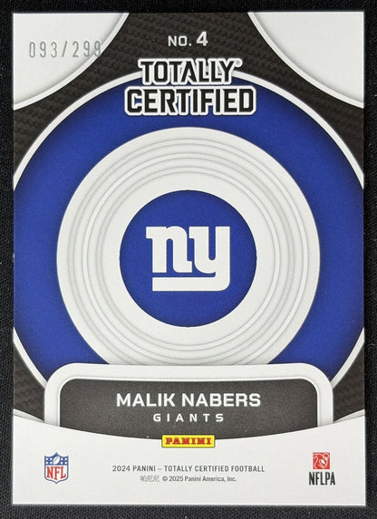 Malik Nabers 2024 Panini Certified Rookies Bronze Mirror /299 Giants back