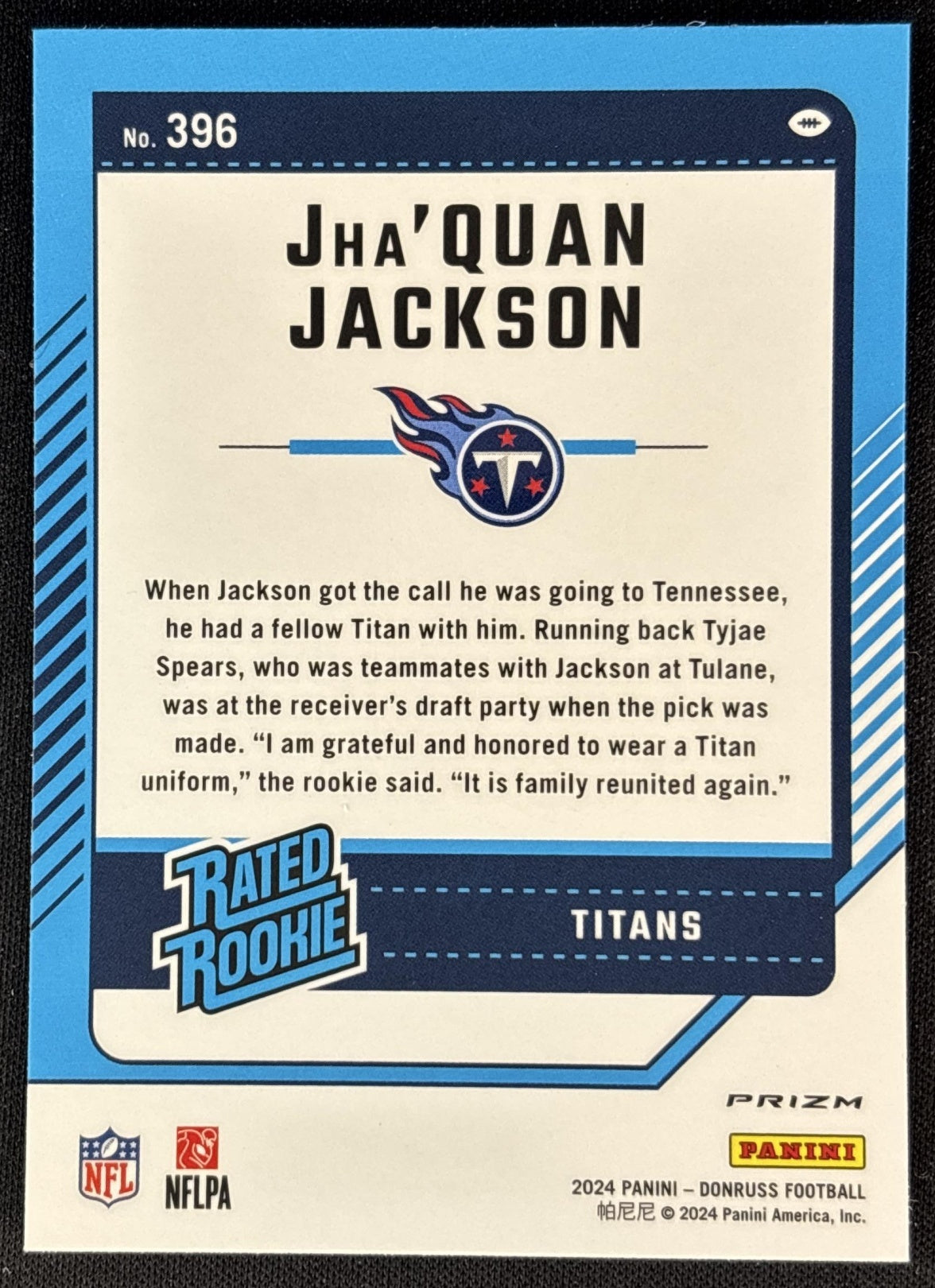 Jha Quan Jackson 2024 Panini Donruss Optic Rated Rookie Preview Red Wave Titans