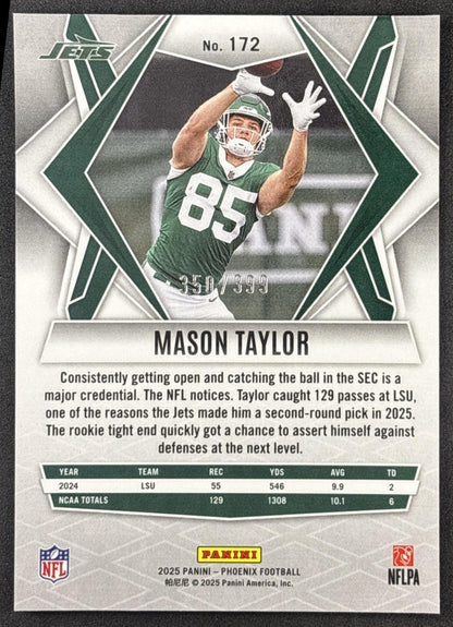 Mason Taylor 2025 Panini Phoenix Red Winter Prizm /399 Jets