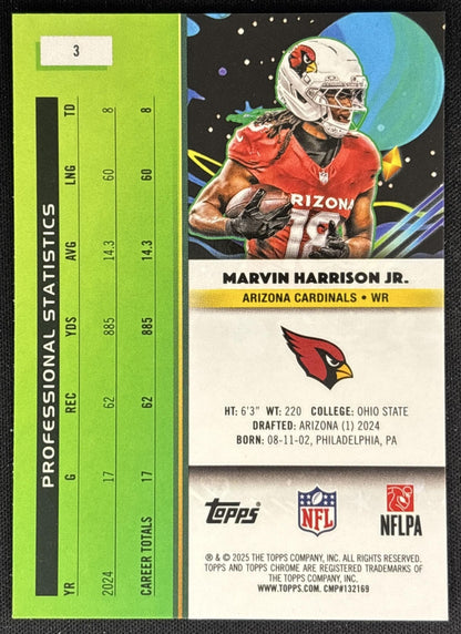 Marvin Harrison Jr. 2025 Topps Cosmic Chrome Cardinals back
