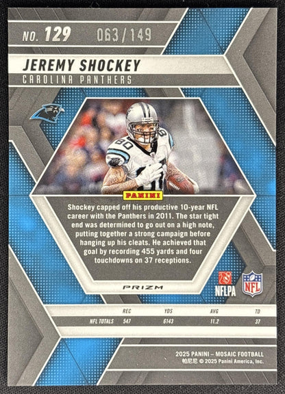Jeremy Shockey 2025 Panini Mosaic Silver Knight Prizm /149 Panthers back