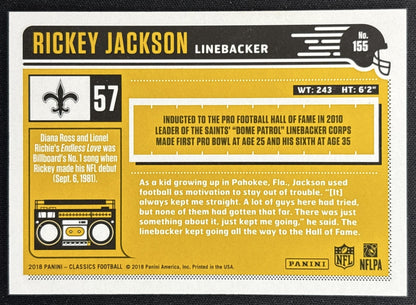 Rickey Jackson Classics Legends Timeless /99 Saints back