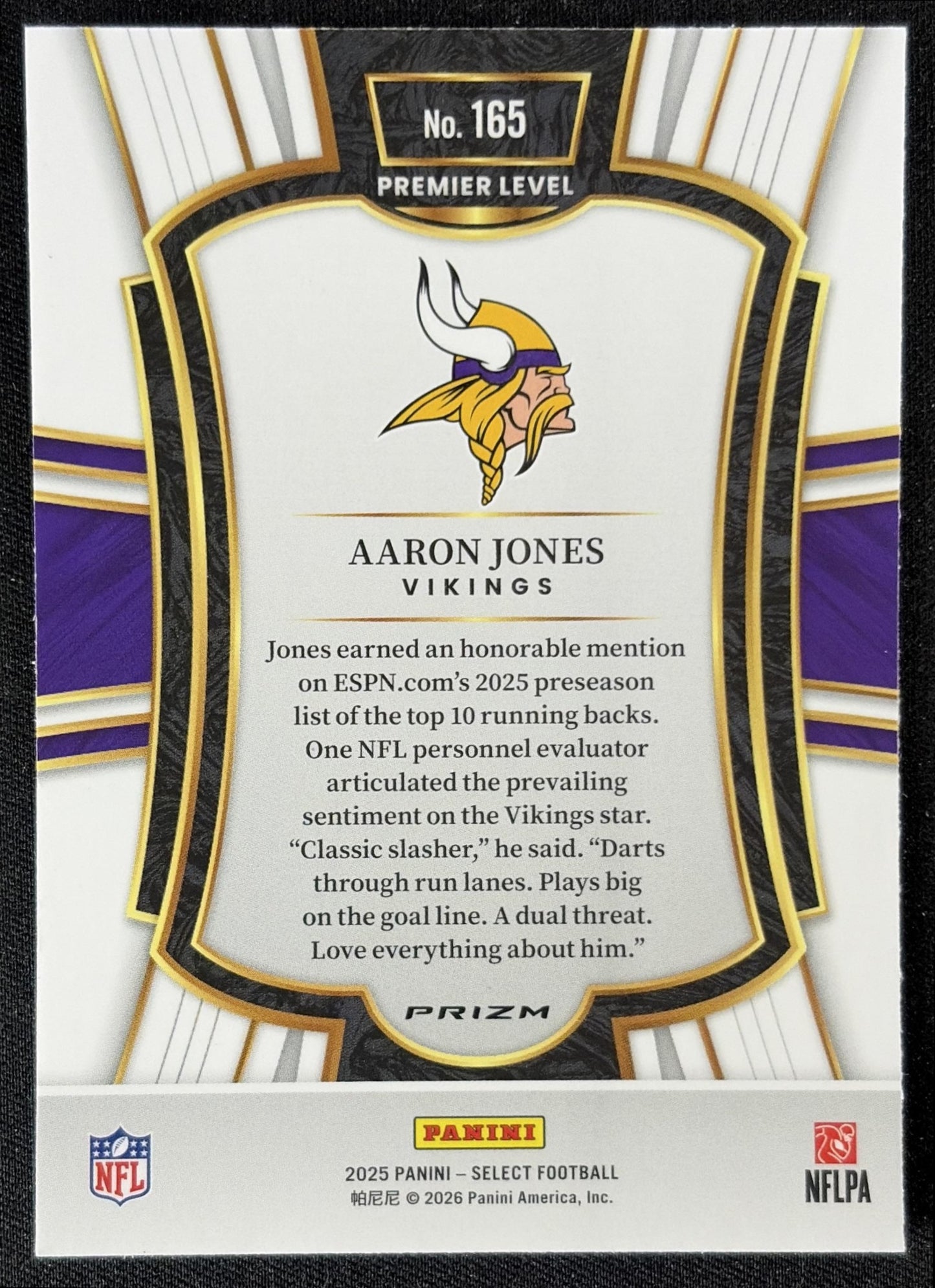 Aaron Jones 2025 Panini Select Premier Level Pink Prizm Shock Vikings
