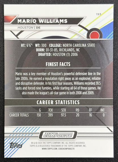 Mario Williams 2023 Topps Composite Finest Blue Checkerboard Refractor /99 Texans