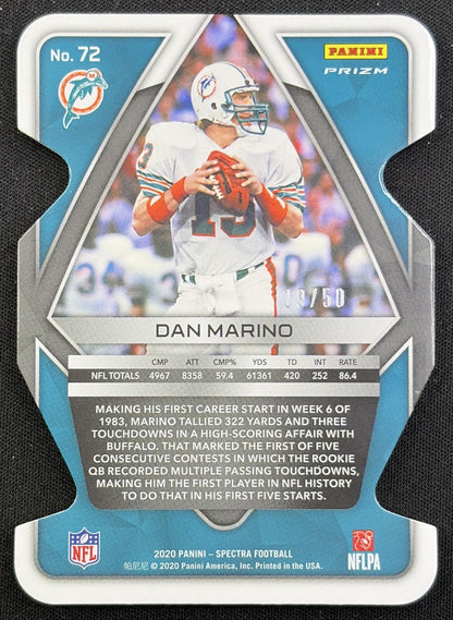Dan Marino 2020 Panini Spectra Neon Blue Die Cut /50 Dolphins Miami Dolphins