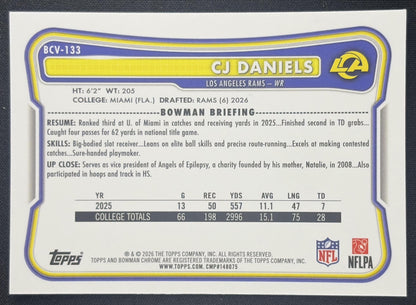 CJ Daniels 2026 Bowman Chrome NFL Mojo Refractor Rams