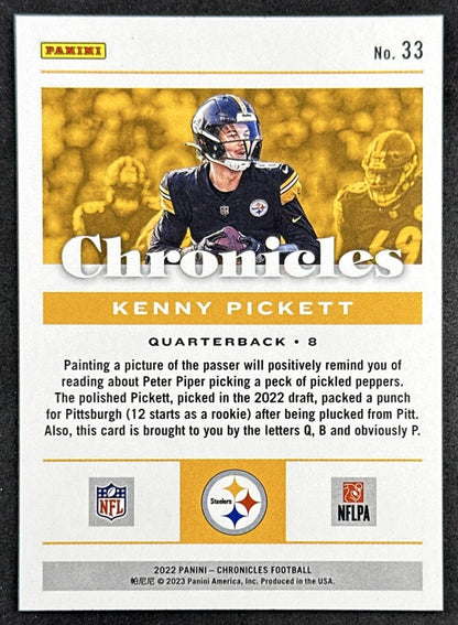 Kenny Pickett 2022 Panini Chronicles Steelers back