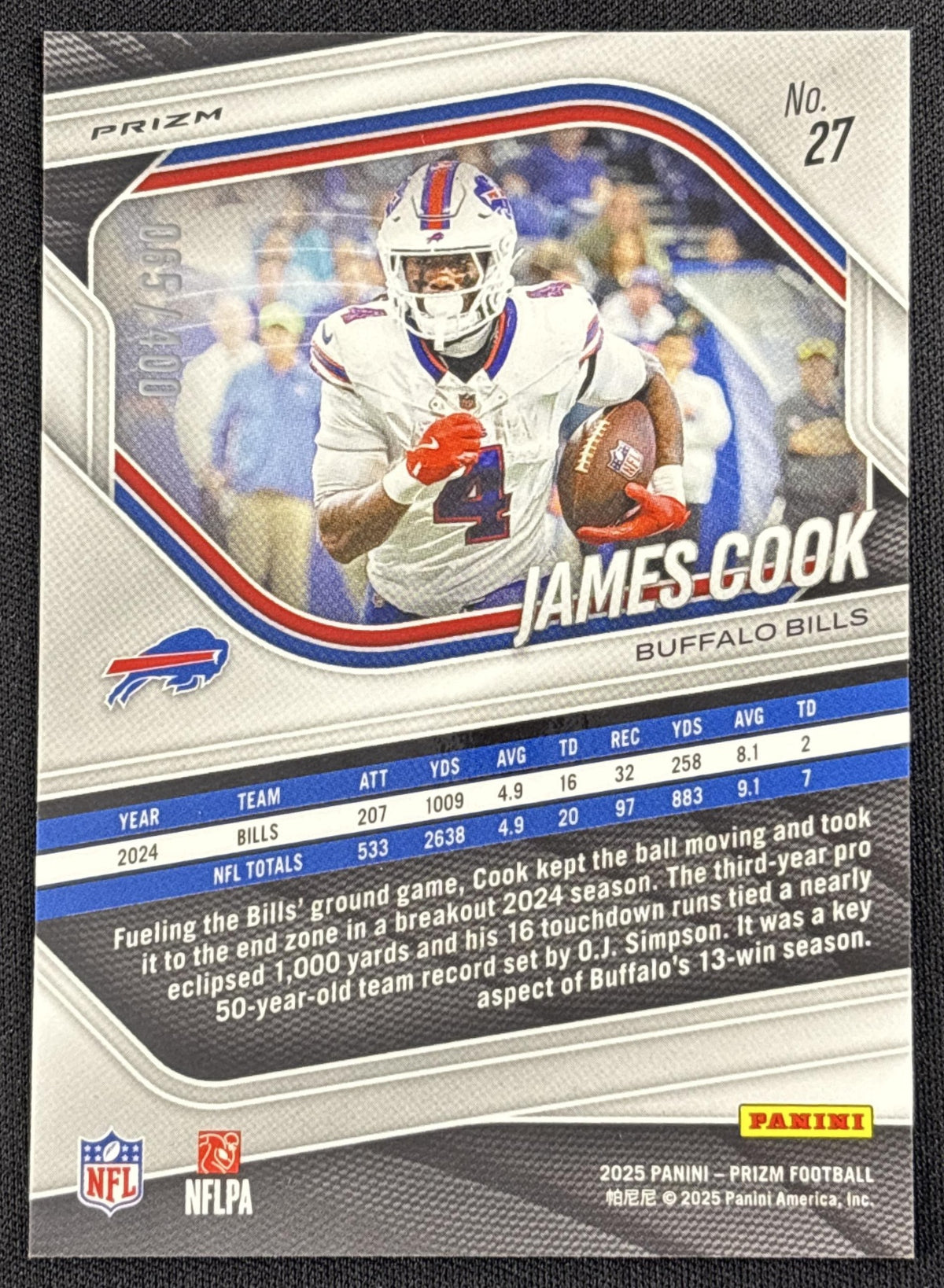 James Cook 2025 Panini Prizm Pandora /400 Bills
