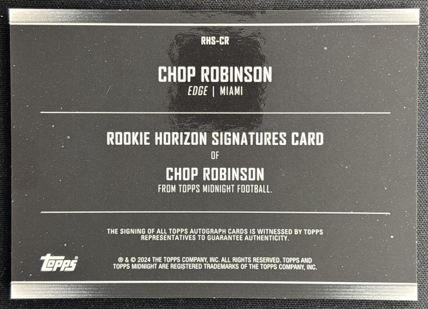 Chop Robinson 2024 Topps Midnight Rookie Horizon Signatures